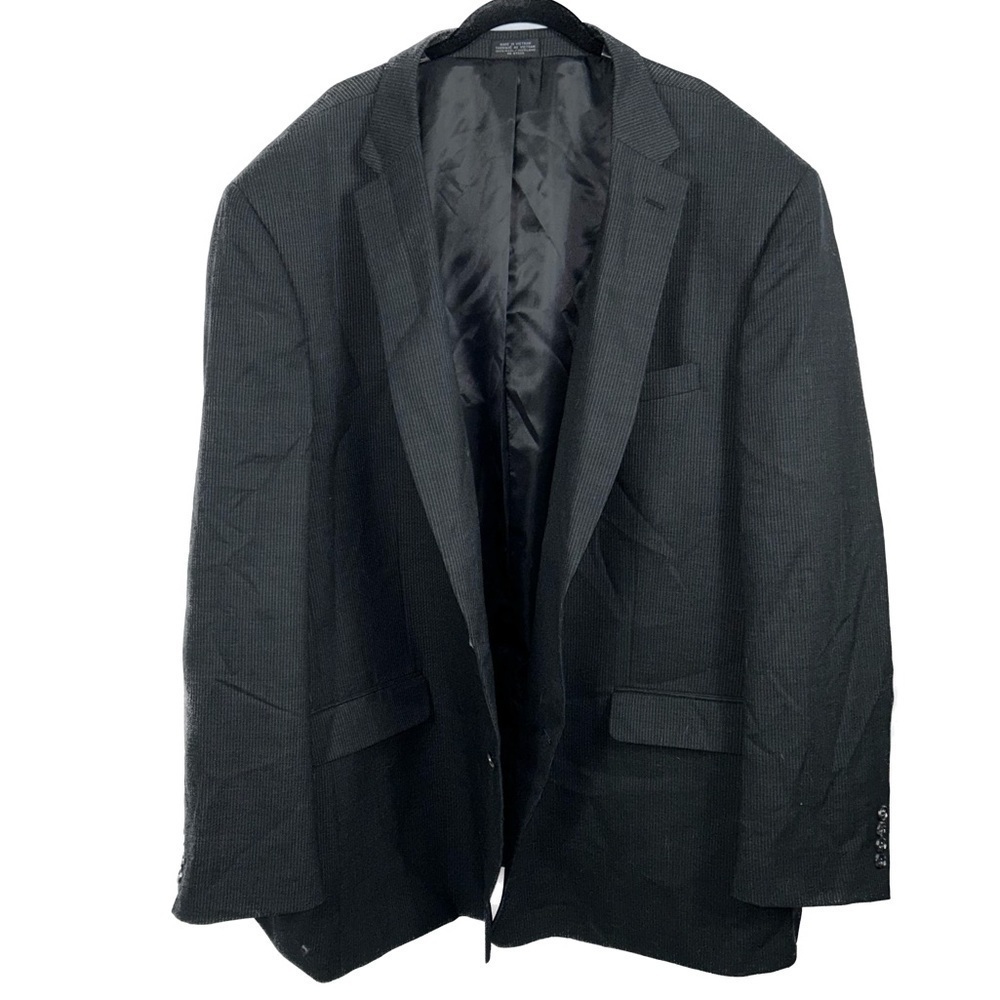 Jones New York Suit Jacket Blazer Pinstripe Wool Long 2 Button Notched Collar